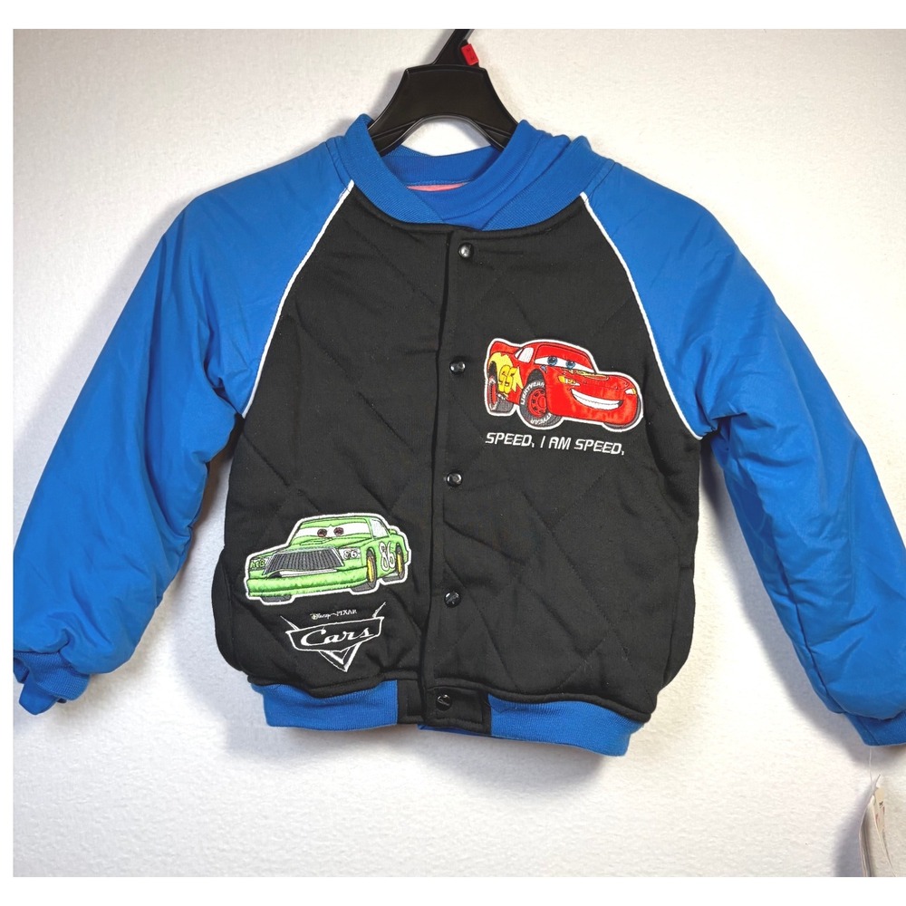 Disney Pixar Cars Jacket T-Shirt Kids Size 7 Blue New Vintage Lightning McQueen